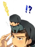Rating: s Tags: Male, Fanart, Brown Hair, Short Hair, Bandana, Chibi, Pixiv, Durarara!!, Kadota Kyohei, Adorably Cute, Question Mark, Exclamation Point, !?, Fanart From Pixiv, Circa, Person On Head
