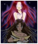 Rating: s Tags: Female, Fanart, Brown Hair, Yu-Gi-Oh!, Red Hair, Eyes Closed, Injury, deviantART, Summoner, Frame, Character Request, Facial Mark, Hand On Chest, White Border, Looking At Camera, 09shootingstar90