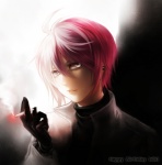 Rating: s Tags: Male, Fanart, Monochrome, Short Hair, Gloves, Pink Hair, White Hair, Tattoo, Cigarette, Smoking, Jewelry, Earrings, deviantART, Multi-colored Hair, Barcode, White Eyes, Solo, Turtleneck, Body Piercing, Law Of X, Grim Vies