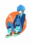 Rating: s Tags: Male, Fanart, Blue Hair, Long Hair, Sitting, Gold Eyes, Pixiv, Solo, Smile, Fanart From Pixiv, DRAMAtical Murder, Aoba (DMMd), Pixiv Id 621206