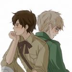 Rating: s Tags: Male, Brown Hair, Green Eyes, Short Hair, Blush, Blonde Hair, Two Males, Axis Powers: Hetalia, United Kingdom, White Background, Spain, Back To Back, Duo, Simple Background, Eyebrows, Allied Forces, Mediterranean Countries, Pixiv Id 2213215