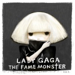 Rating: s Tags: Female, Short Hair, White Hair, Black Outfit, Solo, Black Background, Simple Background, Lady Gaga