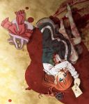 Rating: s Tags: Female, Dress, Wings, Blood, Brown Hair, Short Hair, Laying Down, Bag, Barefoot, Umineko No Naku Koro Ni, Letters, Ushiromiya Maria, Pixiv, Solo, 07th Expansion, Konoe (Vis9191)