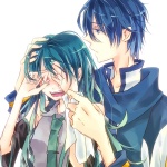 Rating: s Tags: Female, Male, Twin Tails, Hatsune Miku, Blue Hair, Long Hair, Short Hair, Sad, Vocaloid, Crying, KAITO, Open Mouth