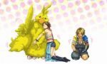 Rating: s Tags: Female, Male, Fanart, Yuna, Bird, Brown Hair, Short Hair, Hug, Blonde Hair, Final Fantasy X, Tidus, Heterochromia, Pixiv, Chocobo, Trio, Holding Close, Fanart From Pixiv, Pixiv Id 344626