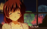 Rating: s Tags: Clannad, Brown Hair, Blush, Birthday, Furukawa Nagisa, Jewelry, Ahoge, Earrings, Body Piercing, Tierna, Sonriendo