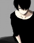 Rating: s Tags: Male, Fanart, Black Hair, Short Hair, Sweater, Silver Eyes, Pants, Pixiv, Peek-a-Boo Bang, Solo, Mole, Smile, Fanart From Pixiv, Closed Mouth, Kuroko no Basket, Himuro Tatsuya, Pixiv Id 3314220
