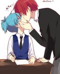 Rating: s Tags: Couple, Male, Fanart, Blue Eyes, Uniform, Kiss, Red Hair, Eyes Closed, Two Males, Pixiv, Duo, School Uniform, Hand on Head, Hand On Cheek, Fanart From Pixiv, Kiss On The Lips, Ansatsu Kyoushitsu, Pixiv Id 12725849