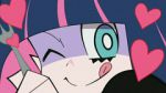 Rating: s Tags: Female, Long Hair, Wink, Screenshot, Tongue, Heart, Silverware, Multi-colored Hair, Solo, Aqua Eyes, Gainax, Smile, Panty and Stocking With Garterbelt, Anarchy Stocking, :q