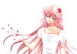 Rating: s Tags: Female, Flower, Dress, White Dress, Long Hair, Blue Eyes, Gloves, Pink Hair, Vocaloid, Megurine Luka, Petal, White Outfit