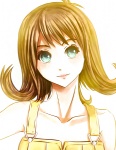 Rating: s Tags: Female, Dress, Brown Hair, Green Eyes, Short Hair, Yellow Dress, Yellow Outfit, Curls, Selphie Tilmitt, Final Fantasy VIII, White Background, deviantART, Bare Shoulders, Smile, Simple Background, Head Tilt, Closed Mouth, Looking At Camera, Artificial Silent
