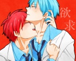 Rating: q Tags: Male, Ecchi, Fanart, Blue Hair, Short Hair, Yaoi, Red Hair, Eyes Closed, Two Males, Tie, Sweatdrop, Heterochromia, Red Background, Pixiv, Duo, Simple Background, Kuroko No Basket, Seirin High, Kuroko Tetsuya, Akashi Seijuurou, Pixiv Id 2491013, Rakuzan High
