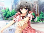 Rating: s Tags: Female, Dress, City, Black Hair, Shuffle!, Short Hair, Blush, Pink Dress, Pink Outfit, Mayumi Thyme, Heterochromia, Hands