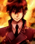 Rating: s Tags: Male, Fanart, Black Hair, Red Eyes, Short Hair, Fire, Shirt, Tie, Pixiv, Solo, Portrait, Smile, Pointy Ears, Smirk, Ao No Exorcist, Mi-k, Buttons, Black Tie, Fanart From Pixiv, Looking At Camera, Double Buttons, Fire Background, The Miyama-uguisu Mansion Incident, Night (Ao no Exorcist)