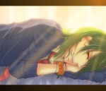 Rating: s Tags: Male, Fanart, Short Hair, Green Hair, Mobile Suit Gundam 00, Laying Down, Gold Eyes, Heterochromia, Open Mouth, Allelujah Haptism, Pixiv, Solo, Frame, Gundam Meisters, Smile, Black Border, Fanart From Pixiv, Looking At Camera, Pixiv Id 2128814