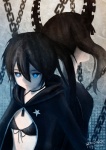 Rating: s Tags: Female, Twin Tails, Dress, Black Dress, Long Hair, Black Hair, Blue Eyes, Short Hair, Chain, Horns, Jacket, Black Outfit, Black★Rock Shooter, Dead Master, Black★Rock Shooter (Character), Duo, Looking Back, Open Clothes, Open Jacket, Star (Symbol)