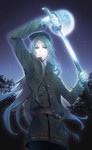 Rating: s Tags: Male, Long Hair, Green Eyes, Moon, Uniform, Green Hair, Gloves, Sword, Weapons, Solo, Pixiv Id 1723195