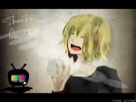 Rating: s Tags: Female, Short Hair, Green Hair, Vocaloid, Eyes Closed, GUMI, Original, Pixiv, TV, Text, Pixiv Id 1515213