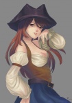 Rating: s Tags: Female, Dress, Long Hair, Brown Hair, Hat, Belt, Pirate Hat, Pirate, Original, deviantART, Solo, Simple Background, Gray Background, Looking At Camera, Tamara2anime