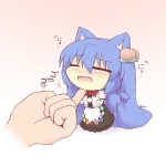 Rating: s Tags: Female, Fanart, Blue Hair, Long Hair, Blush, Touhou, Nekomimi, Chibi, Heart, Kemonomimi, Hinanawi Tenshi, Pixiv, Solo, Text, Adorably Cute, Japanese Text, Fanart From Pixiv, 1:1 Ratio, Hazuki Ruu