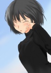 Rating: s Tags: Female, Fanart, Black Hair, Brown Hair, Short Hair, Blush, Eyes Closed, Sweater, Jewelry, Ring, Tongue, Pixiv, Amagami, Solo, Nanasaki Ai, :P, Bangs, Fanart From Pixiv, Murasaki Iro
