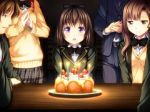 Rating: s Tags: Female, Male, CG Art, Brown Hair, Brown Eyes, Purple Eyes, Blush, Food, Cake, Blonde Hair, Sweets, Kagurazaka Ikoi, Joker – Shisen No Hate No Doukeshi, Wakui Atsushi, Kuryuu Supika, Himori Shii, Rokuonji Hikaru