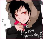 Rating: s Tags: Male, Black Hair, Short Hair, Birthday, Durarara!!, Solo, Orihara Izaya, Text, PNG Conversion, Text: Happy Birthday, Pixiv Id 2345182