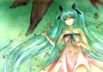 Rating: s Tags: Female, Twin Tails, Flower, Dress, Hatsune Miku, Long Hair, Blush, Pink Dress, Sleeping, Vocaloid, Eyes Closed, Pink Outfit, Leaves, Jewelry, Tree, Petal, Open Mouth, Nature, Necklace, Alternate Outfit, Solo, Sleeveless