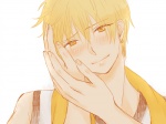 Rating: s Tags: Male, Fanart, Short Hair, Blush, Blonde Hair, Jewelry, Gold Eyes, Earrings, White Background, Pixiv, Solo, Body Piercing, Simple Background, Hand On Head, Hand On Cheek, Fanart From Pixiv, Kuroko No Basket, Kise Ryouta, Pixiv Id 1083891, Single Earring
