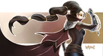Rating: s Tags: Female, Fanart, Glasses, Long Hair, Black Hair, Sunglasses, Gloves, Ponytail, Cape, Braids, Vayne, Pixiv, Solo, Text, League of Legends, Text: Character Name, Darkeagle An, Fanart From Pixiv