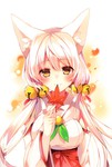 Rating: s Tags: Female, Blush, White Hair, Scan, Miko, Kitsunemimi, Kemonomimi, Bell, Solo, Mishima Kurone, PNG Conversion, W - Mishima Kurone Artworks