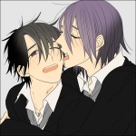 Rating: s Tags: Male, Fanart, Black Hair, Short Hair, Yaoi, Purple Hair, Eyes Closed, Wink, Two Males, Tongue, Open Mouth, Pixiv, Peek-a-Boo Bang, Mole, Duo, Licking, Kuroko No Basket, Murasakibara Atsushi, Himuro Tatsuya, Pixiv Id 10144