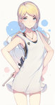 Rating: q Tags: Female, Ecchi, Twin Tails, Dress, White Dress, Long Hair, Blue Eyes, Blush, Blonde Hair, Jewelry, White Outfit, Earrings, Original, Necklace, Pixiv, Hair Clip, Solo, Body Piercing, Hand on Hip, Sleeveless, Sleeveless Dress, Closed Mouth, Cleavage, Hadean92, Exposed Shoulders