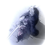 Rating: s Tags: Female, Male, Kimono, Fate/stay night, Type-MOON, Purple Hair, Sleeping, Eyes Closed, Sitting, Matou Sakura, Traditional Clothes, Fate/zero, Japanese Clothes, Duo, Matou Kariya, Head On Knees, Scr.E, Scribble