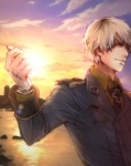 Rating: s Tags: Male, Sunset, Water, Sun, Ocean, Short Hair, White Hair, Albino, Axis Powers: Hetalia, Prussia, Personification, Studio Deen