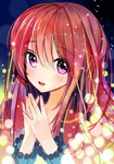 Rating: s Tags: Female, Long Hair, Blush, Red Hair, Pink Eyes, Jewelry, Bracelet, Original, Multi-colored Hair, Solo, Two-tone Hair, Yadapot