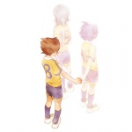 Rating: s Tags: Male, Fanart, Brown Hair, Short Hair, Uniform, Purple Hair, White Background, Three Males, Pixiv, Inazuma Eleven, Trio, Level-5, Standing, Medium Hair, Simple Background, Soccer Uniform, Sport Uniform, Hiruri, Matsukaze Tenma, Fanart From Pixiv, 1:1 Ratio, Inazuma Eleven Go, Full Body, Kariya Masaki, Kageyama Hikaru