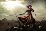 Rating: s Tags: Female, Dress, Blue Hair, Short Hair, Touhou, Sword, Sky, Crying, Weapons, Warrior, Yasaka Kanako, Solo, Arms, Teardrop, Lynchis