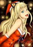 Rating: s Tags: Female, Fanart, Long Hair, Blue Eyes, Hat, Christmas, Christmas Outfit, Vocaloid, Blonde Hair, Nekomimi, Costume, Christmas Hat, Kemonomimi, Open Mouth, Alternate Outfit, deviantART, Solo, Bare Shoulders, Text, Make Up, Wavy Hair, Eyeshadow, Bangs, Text: Merry Christmas, Long Gloves, Fanart From DeviantART, SeeU, Cleavege, Chowtek