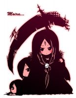 Rating: s Tags: Female, Long Hair, Short Hair, Purple Hair, Tattoo, Thanatos, Chibi, Sound Horizon, White Background, Trio, Moira, Simple Background, Mu, Phi