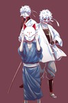 Rating: s Tags: Male, Fanart, Gin Tama, Short Hair, White Hair, Sword, Mask, Katana, Headband, Weapons, Pixiv, Traditional Clothes, Sakata Gintoki, Alternate Age, Japanese Clothes, Multiple Persona, Oni Mask, Noh Mask, Shiroyasha, Fanart From Pixiv, Joui War, Pixiv Id 341607