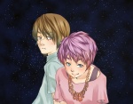 Rating: s Tags: Female, Male, Night, Blue Eyes, Short Hair, Pink Hair, Sky, Jewelry, Silver Eyes, Harry Potter, Necklace, Scar, Duo, Smile, Remus Lupin, Nymphadora Tonks, Looking At Camera, Pixiv Id 2089995
