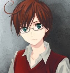 Rating: s Tags: Male, Fanart, Glasses, Brown Hair, Green Eyes, Ahoge, Axis Powers: Hetalia, Pixiv, South Italy, Solo, Simple Background, Mediterranean Countries, Gray Background, Fanart From Pixiv, Looking At Camera, Pixiv Id 2147358