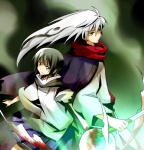 Rating: s Tags: Female, Male, Kimono, Long Hair, Black Hair, Short Hair, Skirt, White Hair, Sword, Katana, Weapons, Gold Eyes, Haori, Traditional Clothes, Multi-colored Hair, Scarf, Nurarihyon No Mago, Japanese Clothes, Duo, Looking Up, Nura Rikuo, Nura Rikuo (Youkai), Keikain Yura, Looking At Camera, Pixiv Id 3833823