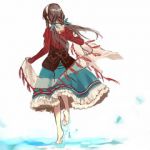 Rating: s Tags: Female, Twin Tails, Water, Long Hair, Brown Hair, Bows (Fashion), Back, Barefoot, Running, Original, Pixiv, Solo, Tan (Tangent), 1:1 Ratio