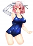 Rating: q Tags: Female, Ecchi, Fanart, Swimwear, Short Hair, Pink Hair, Touhou, School Swimsuit, White Background, Pixiv, Solo, Twin Buns, Simple Background, Ibaraki Kasen, Yutazou, Fanart From Pixiv