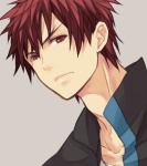 Rating: s Tags: Male, Fanart, Red Eyes, Short Hair, Red Hair, Pixiv, Solo, School Uniform, Eyebrows, Gray Background, Fanart From Pixiv, Looking At Camera, Kuroko no Basket, Kagami Taiga, sugu_nadya, School Uniform (Seirin High)